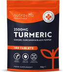 Nutravita Turmeric Tablets 2500mg with Black Pepper & Ginger - 180 High Strengt