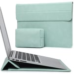 HYZUO 15-16 Inch Laptop Sleeve Case with Stand Feature for MacBook Pro 16 M4/M3/M2/M1 Pro/Max 2024-2019, XPS 15, MacBook Pro 15 2015-2012, Samsung Galaxy Book Flex/Pro 15, Mint Green