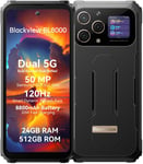 Smartphone Incassable 5G Bl8000,Camera 50Mp,Dimensity 7050 24Go Ram+512Go Rom,6,78""2,4K Dual Ecran,Batterie 8800Mah Charge Rapide 33W,Telephone Portable Ip68 Nfc Gps Otg Or