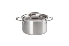 Le Creuset 3-Ply Stainless Steel Deep Casserole with Lid, 20 x 9.7 cm, 96200620001000, Silver