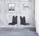 Set of 4 Dining Chairs in Faux Leather Chrome Frame Solid Build