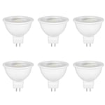 Caldarax Ampoule GU5.3 LED 5W Spot, Blanc Froid 6000K, Équivalent 35W 50W Halogène, 500LM, AC/DC 12V, 120° Angle, GU5.3 Base à 2 Broches, Non-dimmable, lot de 6