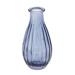 Talking Tables Blue Glass Bud Vase for Flowers | Small Ribbed Narrow Necked Bottles for Navy Home Décor, Arrangements, Wedding Centrepieces for Table Decorations, Windowsill, One Size