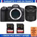 Canon EOS R6 Mark II + RF 15-30mm f/4.5-6.3 IS STM + 2 SanDisk 64GB Extreme PRO UHS-II SDXC 300 MB/s + Ebook '20 Techniques pour Réussir vos Photos' - Appareil Photo Hybride