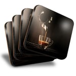 Set of 4 Square Coasters - Espresso Coffee Shop Cafe Machine  #21699