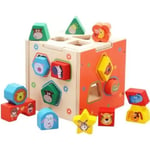 Jeu Cube D\activité en Bois, Forme Sorter Preschool Jouet ducatif Couleur Reconnaissance Intelligence Jouets Enfants 1-2-3 Ans