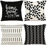 YCOLL Lot de 4 Housse Coussin Décoratif Canapé Taie d'oreiller Decoration Canapé Housses de Coussin en Lin d'extérieur Housse de Coussin Décoration pour Chambre, canapé, Chaise, Lit,Jardin 45x45CM