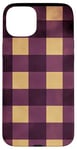 Coque pour iPhone 15 Plus Violet Moderne Rayé Marron Classique Carreaux Grand