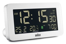 Braun digital vekkerklokke radiostyrt hvit temperatur/dato BC10W-DCF