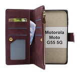 XL Motorola Moto G55 5G Lyx Plånboksfodral (Vinröd)