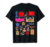 Turkish hand drawn landmarks, Turkey map, Culture icons T-Shirt