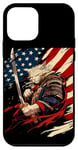 iPhone 12 mini Cat Samurai American Flag Samurai Cat Art Patriotic Cat Case