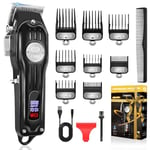 CIICII Tondeuse Cheveux Hommes Professionnel, Tondeuse à Cheveux Sans Fil Electriques, Kit Tondeuse Barber de Coupe (13Pcs / Rechargeable/USB/Écran LCD) pour DIY Domicili Coiffeur - Noir