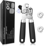 Can Opener Manual, Heavy Duty Stainless Steel Can Opener with Magnet, Smooth Tin