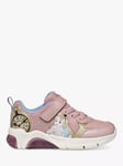 Geox Kids' Fadinlight Disney Alice in Wonderland Light Up Trainers, Light Rose/Platinum