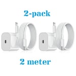 REMAKE 2-pack - iPhone-laddare Snabbladdare - Adapter + Kabel 20W USB-C 2m