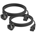 FIRMERST 2 Pack 3 Metre 3 Pin UK Power Cable for Computer IEC320 C13 to BS 1363,Black