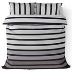 Soho Black Stripe Duvet Cover Quilt Bedding Set, 3pieces, Black White Grey, Double Size by Rapport