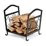 Goplus - tagère à Bois de Chauffage en Métal, Support de Bûches Élégant Intérieur/Extérieur avec Pieds Surélevés, 43 x 40 x 32 cm