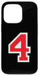 iPhone 13 Pro Jersey Number Uniform #4 Red, Four 4th Case