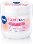 NIVEA Almond, Family Care Sensitive Moisturising Cream, Body Cream for Dry Skin