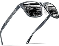 ATTCL Homme Lunettes De Soleil Polarisées Al-Mg métal Cadre Super Léger UV400 CAT 3 CE 8587 Gris