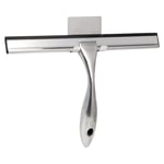 Silver Stainless Steel Bathroom Shower Glass Cleaner Window Squeegee Wipe Hook