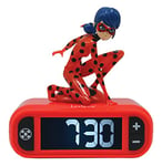 Lexibook Miraculous Ladybug Chat Noir - Réveil Veilleuse, Ladybug Lumineux, Horloge, Réveil pour garçon et Fille, Snooze, Rouge - RL800MI, Taille unique