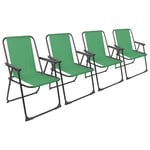 4x Matt Black/Green Folding Metal Beach Chairs Portable Outdoor Camping Fishing