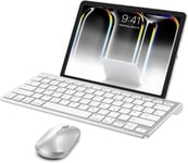 Qwertz Clavier Bluetooth Pour Ipad 10.2 (Ipad 2020/2019), Ipad 8/7/6/5, Ipad Air 4/3/2/1, Ipad Mini 5/4, Ipad Pro 4/3/2/1 Et Iphone Argenté