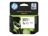 HP 301XL - 6 ml - à rendement élevé - couleur (cyan, magenta, jaune) - original - cartouche d'encre - pour Deskjet 1050A J410, 1051A J410, 10XX, 10XX J410, 15XX, 2000, 2050 J510, 2050A J510, 2054A J510, 25XX, 3000, 3050 J610, 3050A J611, 3052A J611, 30