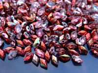 10g Czech Gemduo Twin Hole Beads 8x5mm Magic Line Red Brown