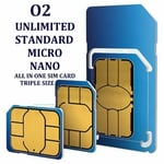 O2 SIM CARD Pay As You Go 7GB UNLIMITED CALLS SMS  Standard Micro Nano BARGAIN