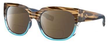 Costa Del Mar Waterwoman Cateye Polarized BIFOCAL Sunglass Wahoo Brown Blue 55mm