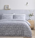 Simply Charlotte Olivia Super King Size Duvet Cover Set Floral Bedding Bed Set Grey