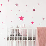 Stickers muraux enfants - Decoration chambre bébé - Stickers muraux enfant - Sticker mural 50 étoiles roses - Autocollant mural fille - H30x L40 cm