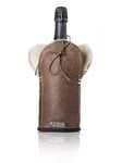 KYWIE Rafraichisseur de Bouteille de Vin Mousseux, de Champagne, de Prosecco, Fait de Peau de Mouton Isotherme – Brown Leather