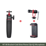 KIT de trépieds de téléphone Vlog MT-08 DSLR SLR,chaussure froide,support de téléphone pour Microphone,lumière LED,Mini trépied pour iPhone 13 Sony - Type Tripod Mic Kit