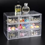 SUPAWAY Organiseur de bureau avec 9 mini tiroirs boîtes de rangement pour petites pièces armoire de rangement transparente empilable boîte de tri de bureau organisateur Bacs à tiroirs en acrylique