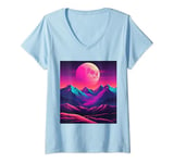 Womens Moon rising over the mountains V-Neck T-Shirt