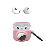 2-in-1 Silikon Deksel for Apple AirPods Gen 3 + AirTag - Rosa