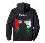 Palestine Flag Dad On Back Side Palestinian Angel Wings Pullover Hoodie