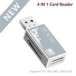 Lecteur de carte mémoire multi USB 2.0 tout en 1,adaptateur pour Micro SD SDHC TF M2 MMC MS PRO DUO - Type Argent