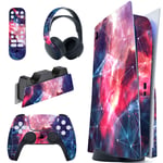 playvital Galaxy Space Full Set Skin Decal for ps5 Console Disc Edition,Sticker Vinyl Decal Cover for ps5 Controller & Charging Station & Headset & Media Remote