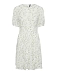 PIECES Women's Pckary Ss O-Neck Dress Bc, Cloud Dancer/AOP:Flower Field, M