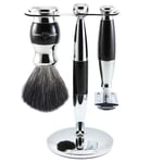 Edwin Jagger 3pc Diffusion Ebony Shaving Set DE Razor Synthetic Fiber