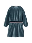 VERTBAUDET Robe en Velours Ceinture rayée irisée Fille Bleu Canard 2A