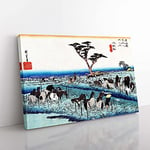 Big Box Art Chiriu Station by Utagawa Hiroshige Painting Canvas Wall Art Print Ready to Hang Picture, 76 x 50 cm (30 x 20 Inch), White, Grey, Black, Blue, Cream