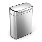 simplehuman CW2018 48L (24/24) Rectangular Touch-Bar Recycling Kitchen Bin, Easy Open Touch-Bar, Stay-Open Lid, Inner Buckets, Space-Efficient Hinge, Fingerprint-Proof, Brushed Stainless Steel