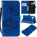 Etui Samsung Galaxy A40 - Samsung - Housse en Cuir Magnetique - Grand papillon - Emplacements Cartes - Bleu